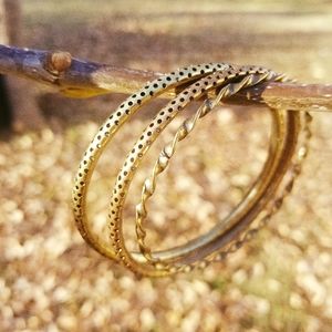 Vintage Metal Bangle Bracelets Set of 3